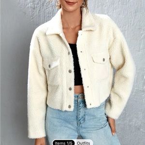 Shein Crop Teddy Sherpa Jacket